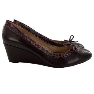 Naturalizer N5 Comfort Quaint heels 10 41.5 brown leather almond toe wedges